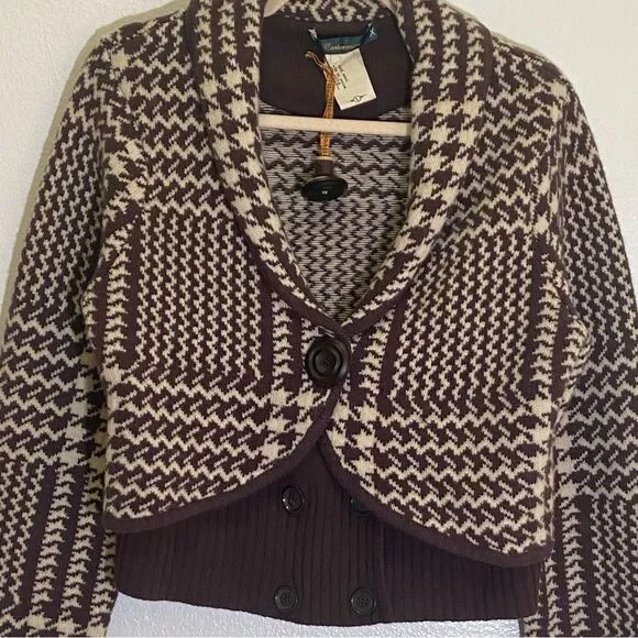 Anthropologie Cartonnier - Wool Brown Jabberwocky Cardigan Sweater - size L NWOT - Picture 8 of 10